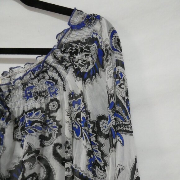 Y2K - LOVESTITCH | medium | Paisley Print Bohemian Blouse | Lace Up Neck - Picture 5 of 15